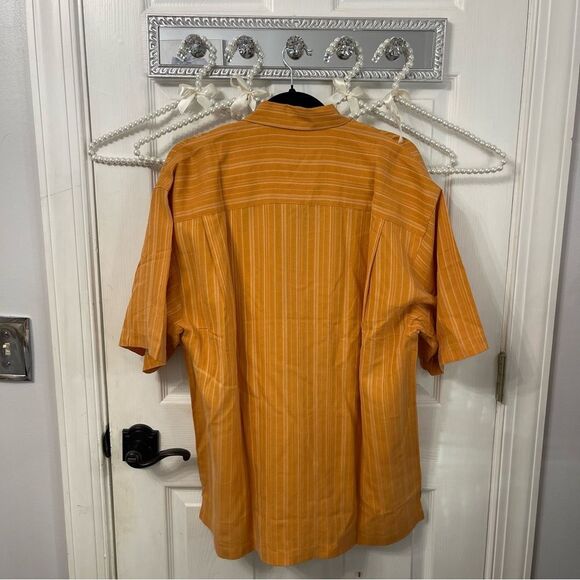 NEW Orange Tommy Bahama 100% Silk Button Down Polo - Picture 4 of 5